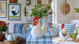 Roosters & Rustic Romance 🐓 Farmhouse Decor with Blue Plaid & Vintage Soul