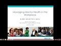 Managing Mental Health in the Workplace: 1-Hour Webinar