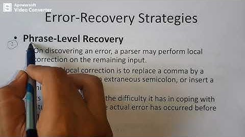 Lec11 C | Error Recovery Strategies