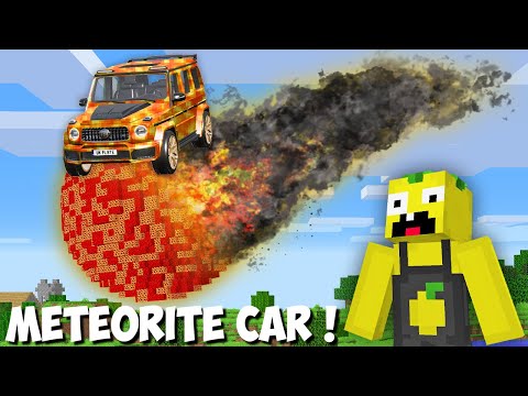 METEORITE with SECRET CAR FELL ON MY VILLAGE in Minecraft ! BIGGEST METEOR CAR !