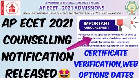 AP ECET 2021 Counselling website Updated//Certificate verification, Web options Dates Released 🤩