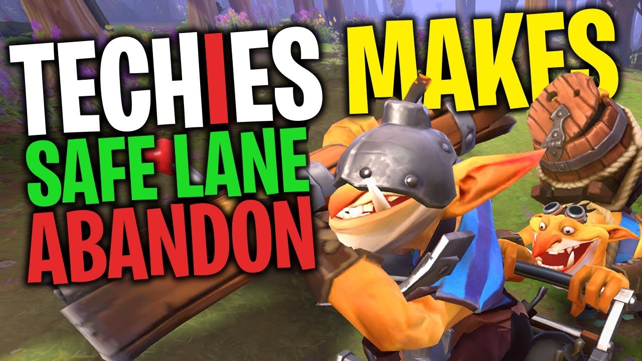 Techies Wins Safe Lane Via ABANDON - DotA 2 Funny Moments
