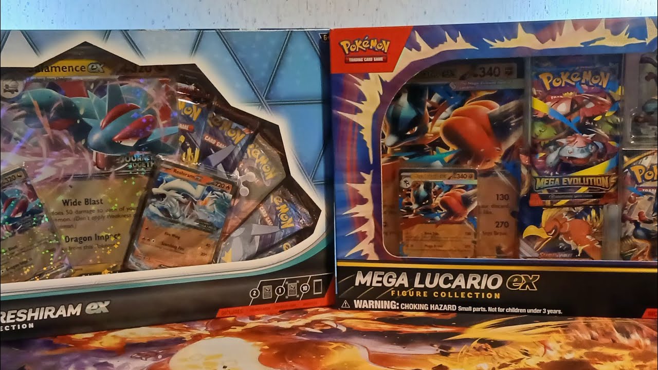 Salamence EX & Reshiram EX Collection Box Opening & Mega Lucario EX Figure Box Unboxing. 
