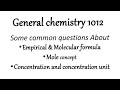 General chemistry 1012 some common questions