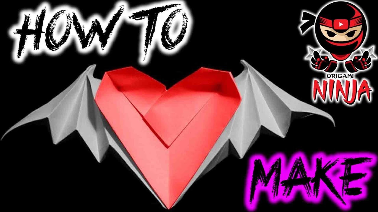 How To Fold: Origami Heart with Bat Wings (Riki Saito)