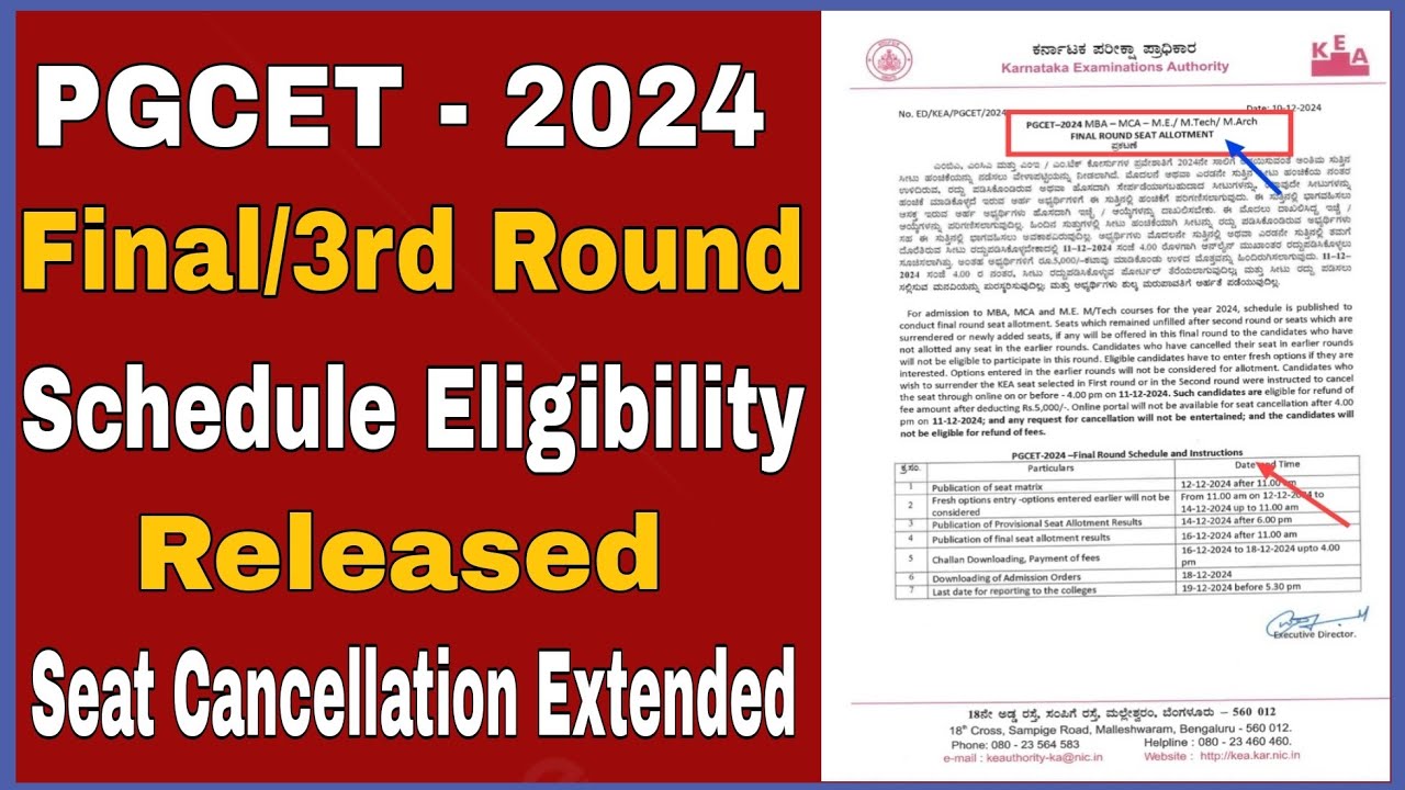 PGCET 2024 Final 3rd Round Option Entry Schedule Instructions pgcet-2024-final-3rd-round-option-entry-schedule-instructions