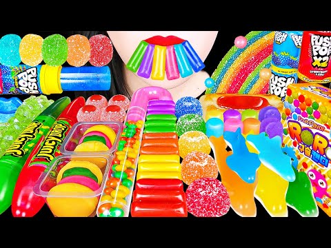 ASMR RAINBOW DESSERTS KOHAKUTO SNACK JELLY 무지개 디저트, 입술 코하쿠토, 구슬캔디, 레인보우 젤리 먹방 EATING SOUNDS MUKBANG