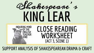 King Lear Act 3 Quiz and Close Reading Analysis Worksheets Bundle