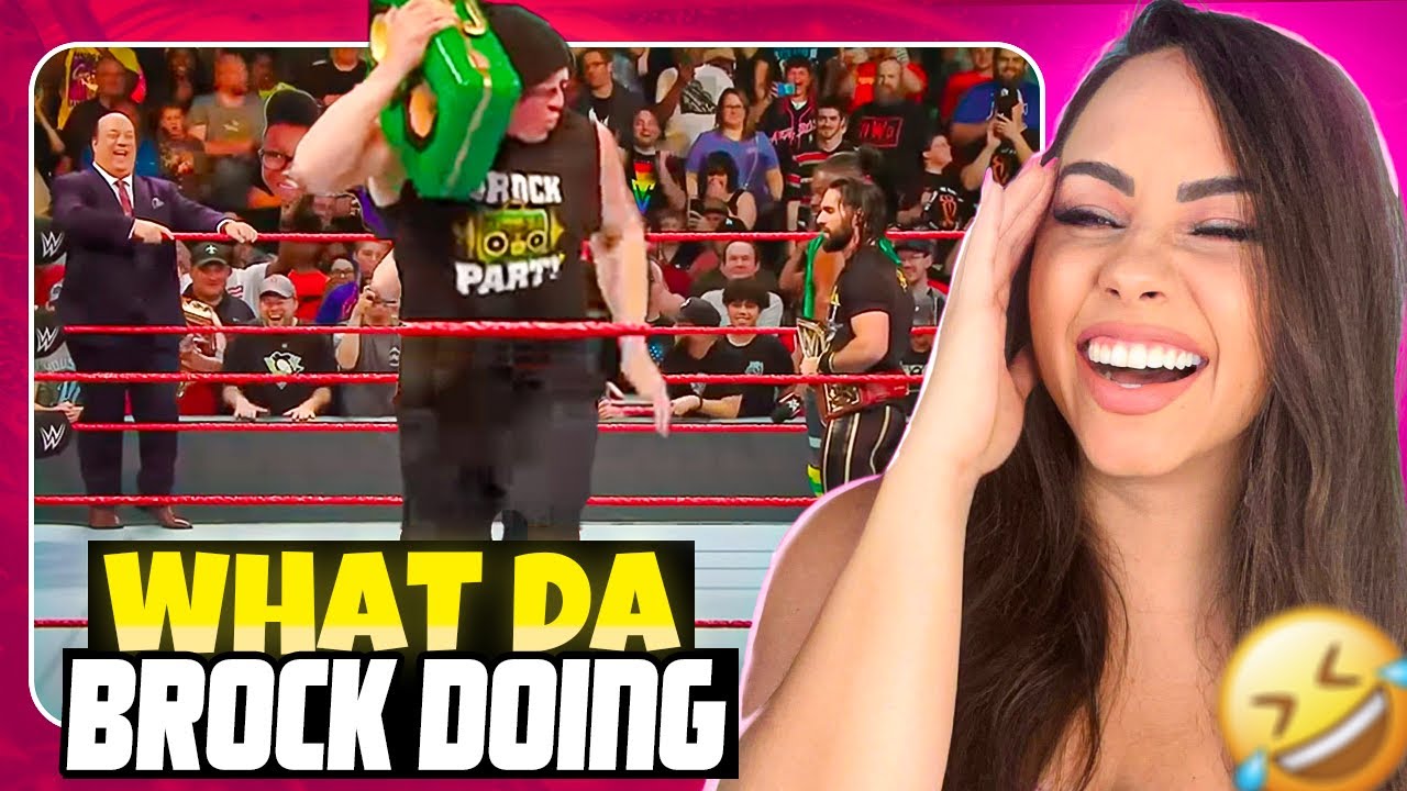 Girl watches Brock Lesner funniest WWE Moments