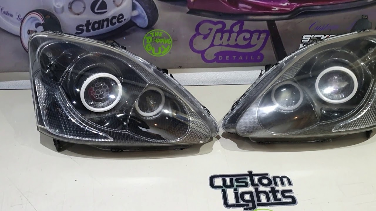 Honda civic custom carbon led headlights - YouTube