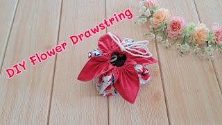 DIY Flower Drawstring. Flower Pouch Bag. easy to sew bag. Basic drawstring. Sewing with Nicha