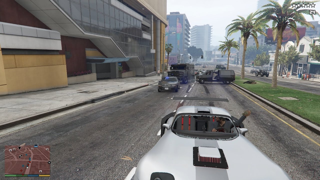 GTA V Five Star Police Shootout + Escape(VE:DGA 5.1.1) - YouTube