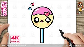 how draw cute lollipop easy kawaii candy drawing kids toddlers