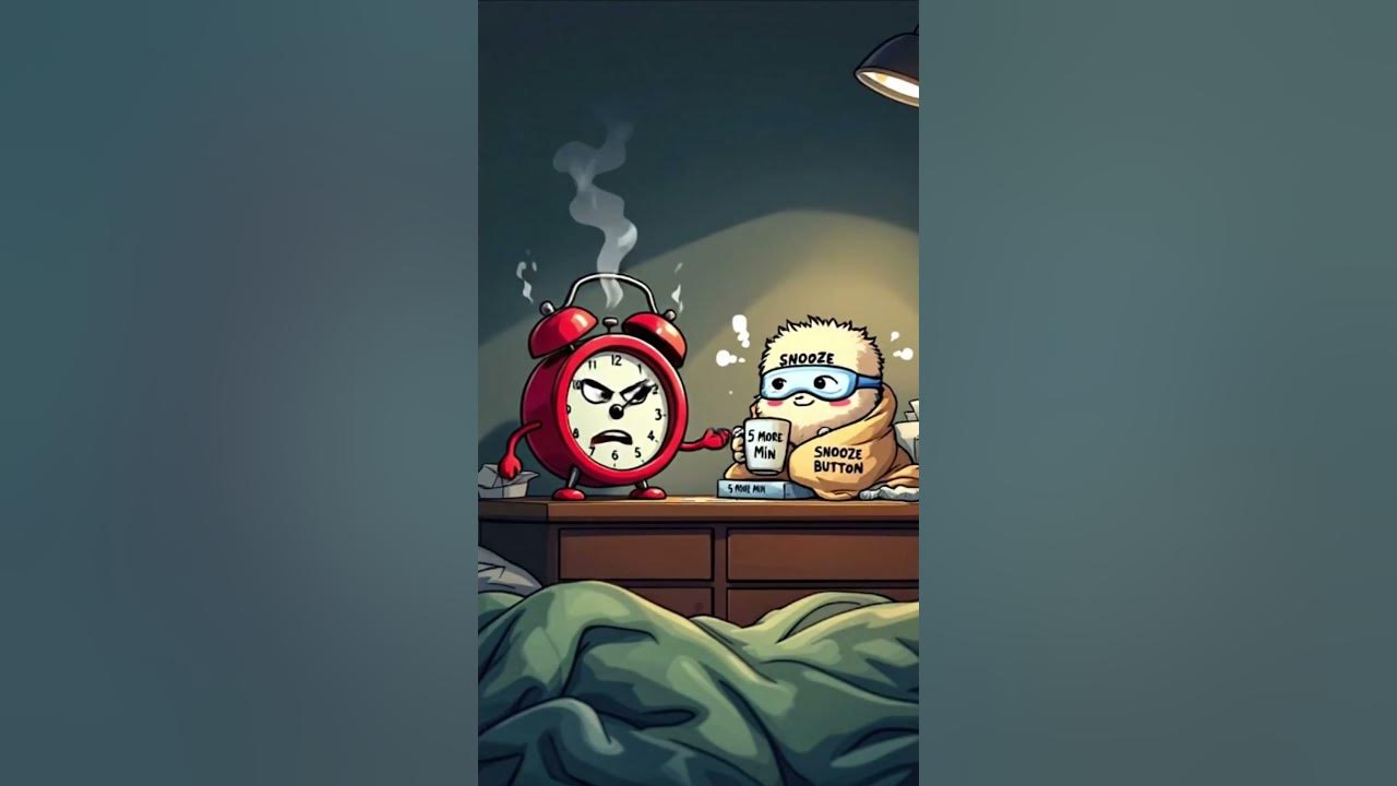 Alarm Clock vs Snooze Button   Alarm clock’s doing CPR. Snooze is pulling the plug with a smile.