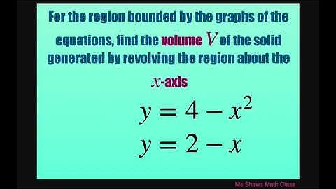 Find volume of solid generated by revolving the region about x axis for y = 2-x and y = 4-x^2