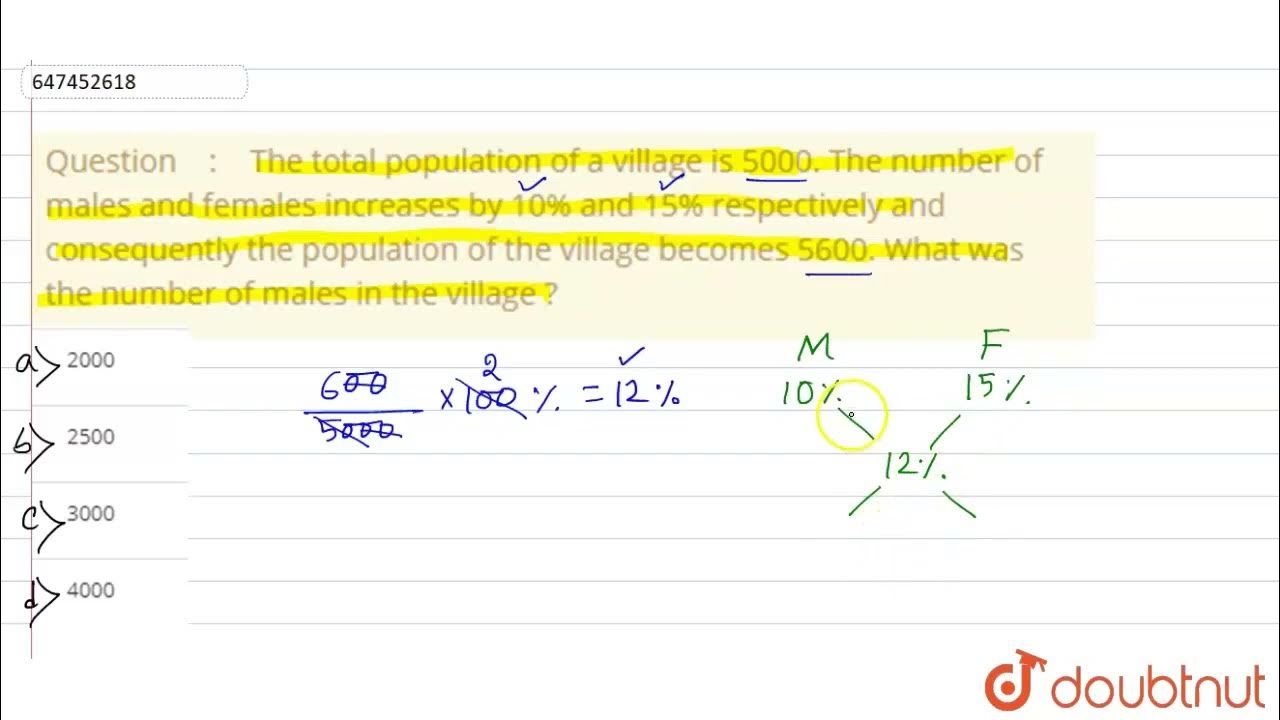 The total population of a village is 5000. The number of males and