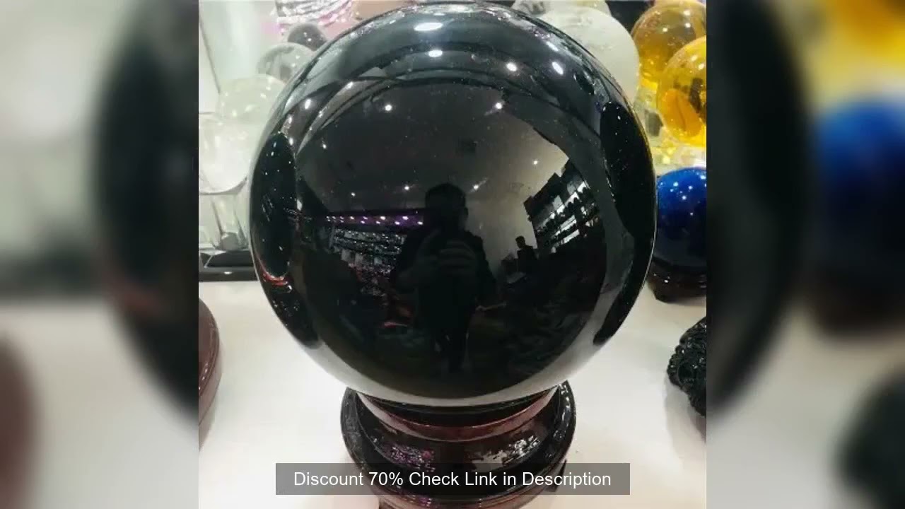 50-200mm Natural Black Obsidian Sphere Large Crystal Ball Healing Stone+Pedestal