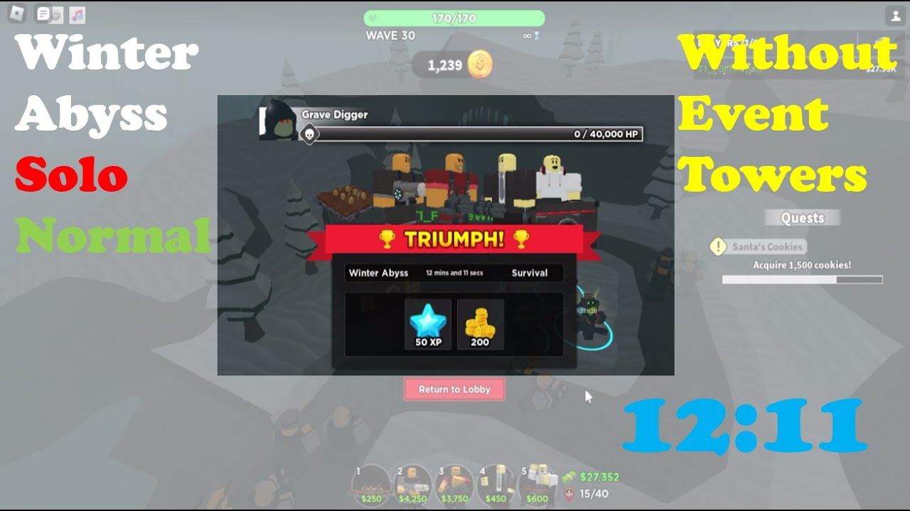 (Outdated)Winter Abyss Solo Normal Without Event Towers Speedrun