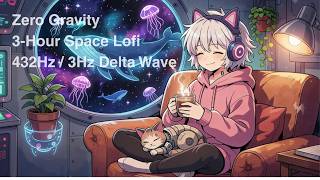 3-Hour Space Lofi 🌌 Zero Gravity (432Hz / 3Hz Delta Wave) | 太空零重力艙・深層放鬆、助眠、深夜讀書專注音樂