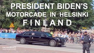 US President Biden's Motorcade in Slow Motion - Helsinki, Finland 13.7.2023