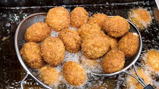 ¡La mejor comida tradicional de mercado! Pollo frito gigante, tempura de camarones