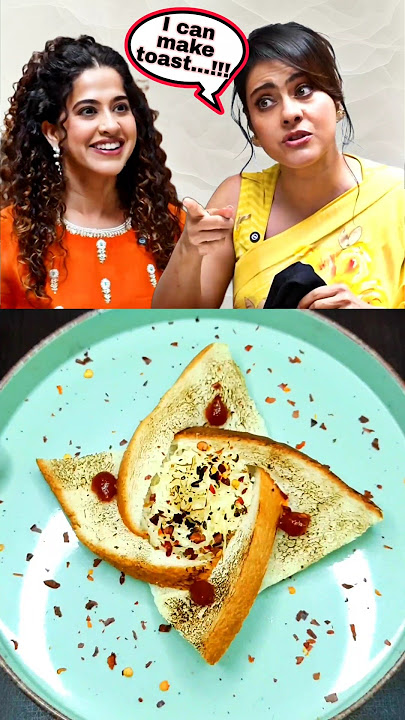 KAJOL's unique BREAD TOAST Recipe 🤣🤪 #shorts #toast #kajol #funny #food @curlytalesdigital