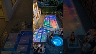 I Built a $100,000 Keyboard Pool in My Backyard 😳 #satisfying #shorts #backyardpool #poolhouse