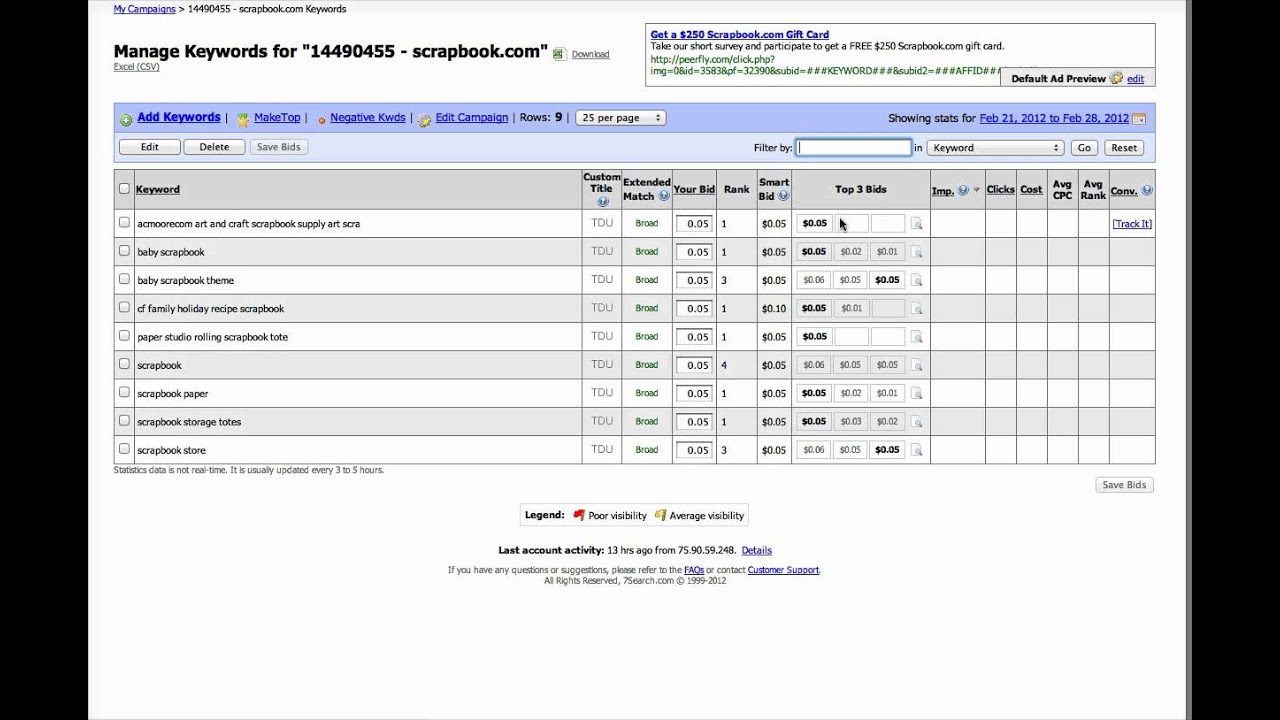 Finding and Bidding on Keywords with 7Search