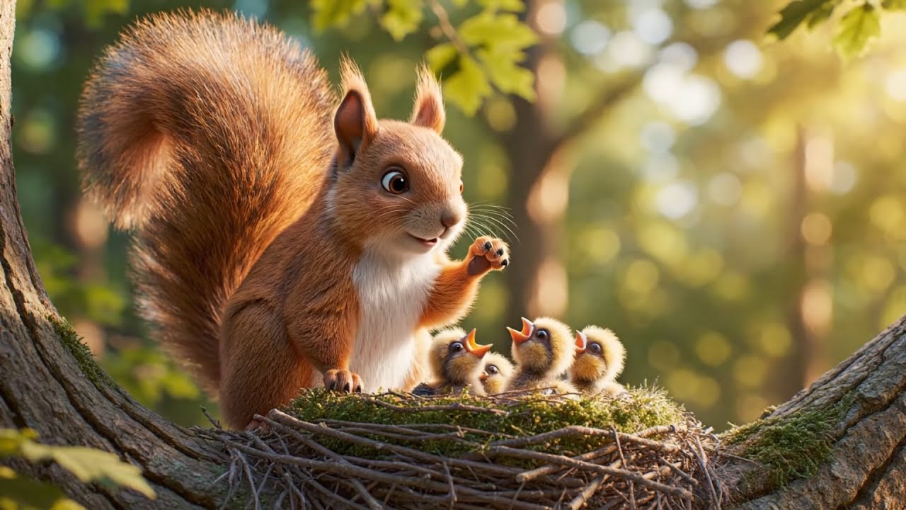 A Happy Day in the Trees 🌳🐿️ | A Little Squirrel’s Joyful Adventure | Fun Kids Animal Cartoon