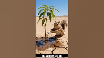 Squirrel watered the green mango plant and saved it from drying up #ai #tree #save #watering