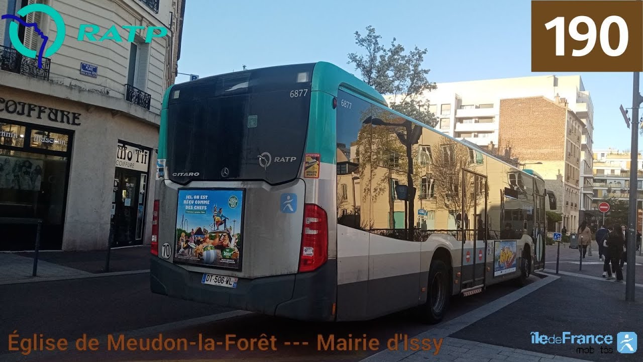 Bus 190 RATP - Citaro C2 N°6877 Église de Meudon-la-Forêt --- Mairie d'Issy