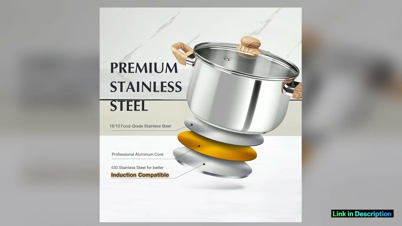 KOCH SYSTEME CS Stainless Steel Pot 68 Quart Induction Stainless Steel Stock Pot with Lid Steel