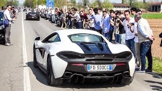 200+ Supercars BRUTAL Launch, Burnout and Acceleration. Leaving Cars and Coffee 2017 Brescia, Italy