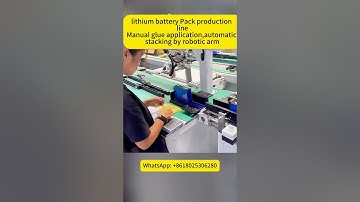 #Manual glue application for #lithium #battery #pack #assembly - automatic #stacking by robotic arm.