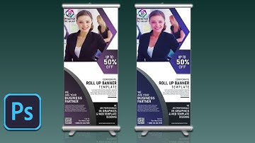 Corporate Roll Up Banner Design In Adobe Photoshop | Pull Up Banner Design | Photoshop Tutorial
