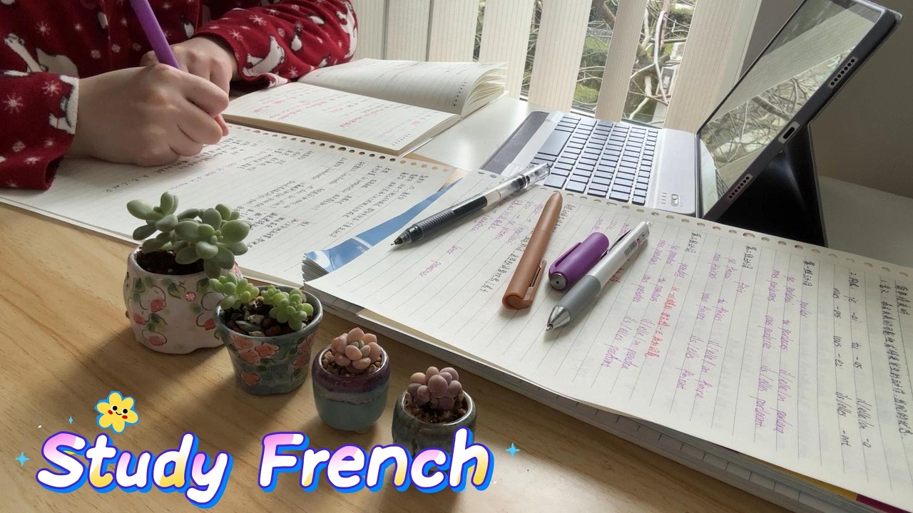 ASMR 1 hour 18 min study French: writing, whispering