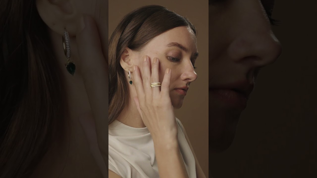 Classic Teardrop Emerald Hoops in 14k Yellow Gold | Diamondère - Finley