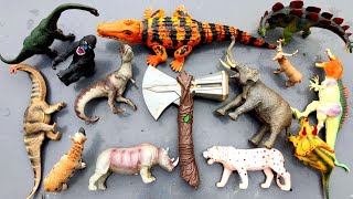 Mainan Gajah, Tryceratops, Chythosaurus, Macan, Stegosaurus, Rusa, Badak, Tyrannosaurus Rex, Buaya.