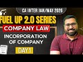 INCORPORATION OF COMPANY ONE SHOT CA INTER JAN/MAY 2026 Ft. CA GORAV BANSAL SIR
