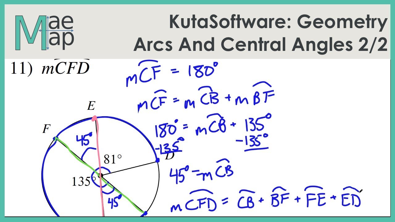 Worksheet Central Angles And Arcs Geometry Cp Answer Key Pdf