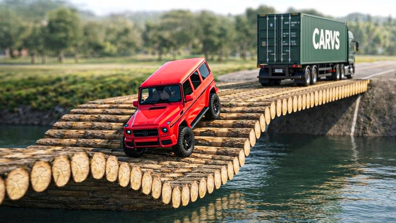 Cars vs Broken Bridge with Potholes Challenge #2 in BeamNG Drive!