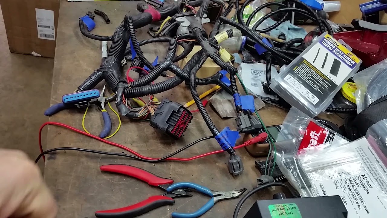 7.3 Build: Working the engine wiring harness (Part 1) - YouTube