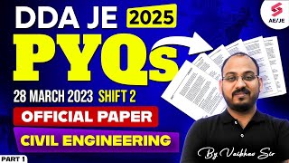DDA JE Civil Classes | DDA JE Civil Previous Year Question Paper | DDA JE Civil by Vaibhav Sir