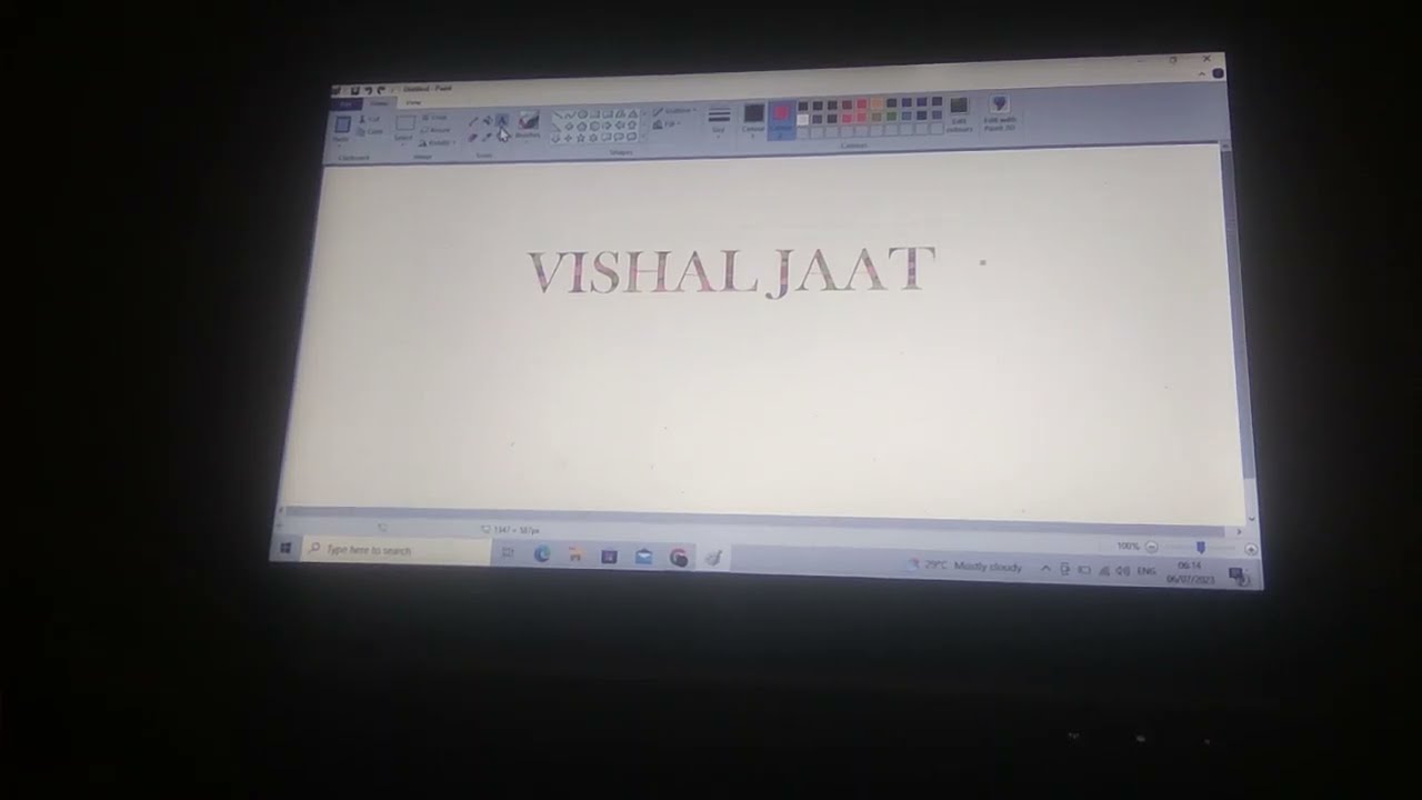 earser se text me colour kren on paint // paint ka use kren