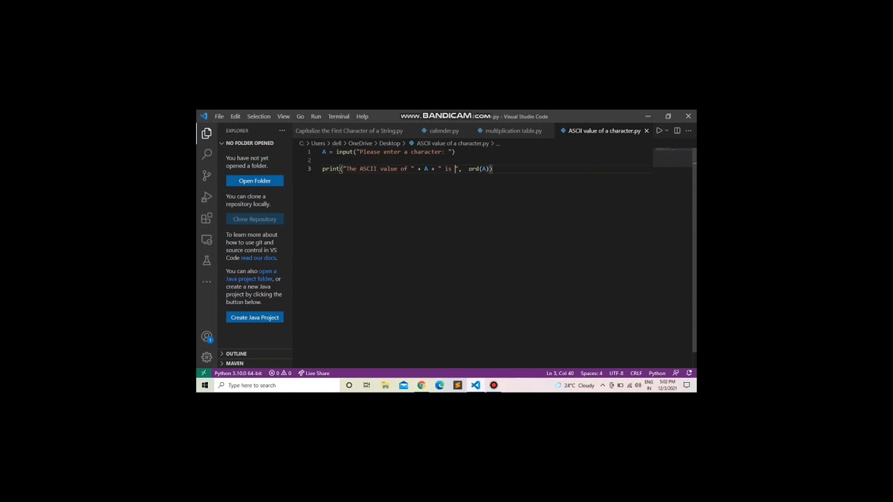 Display ASCII Code Values In Python |How To Display ACSII Code Value In Python |ACSII Code in Python