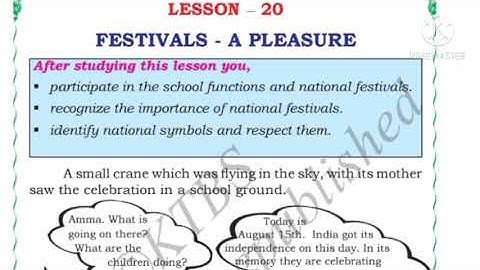 Festivals - A pleasure Class 4 EVS full lesson explanation and textbook activities Karnatakasyllabus