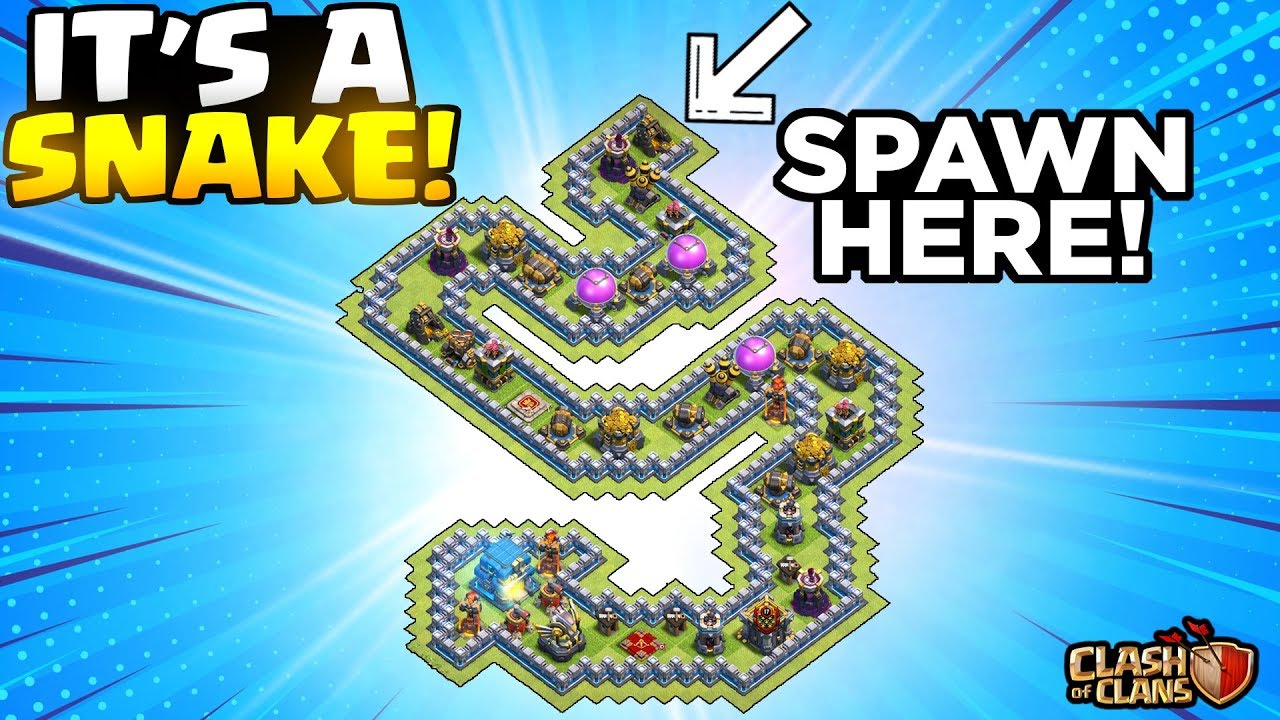 *IMPOSSIBLE CHALLENGE* TH12 Troll Base - Can I Reach the End of The Snake Base? - Clash of Clans