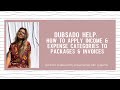 DUBSADO HELP: How to apply Income & Expense Categories to Packages & Invoices