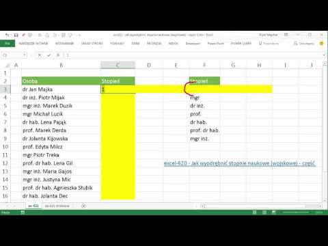 excel-621 - Jak wyodrębnić stopnie i tytuły naukowe (wojskowe) - część 2