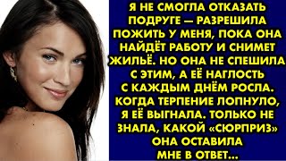 видео: Я не смогла отказать подруге — разрешила пожить у меня пока она найдёт работу и снимет жильё. Но она картинка: Я не смогла отказать подруге — разрешила пожить у меня пока она найдёт работу и снимет жильё. Но она